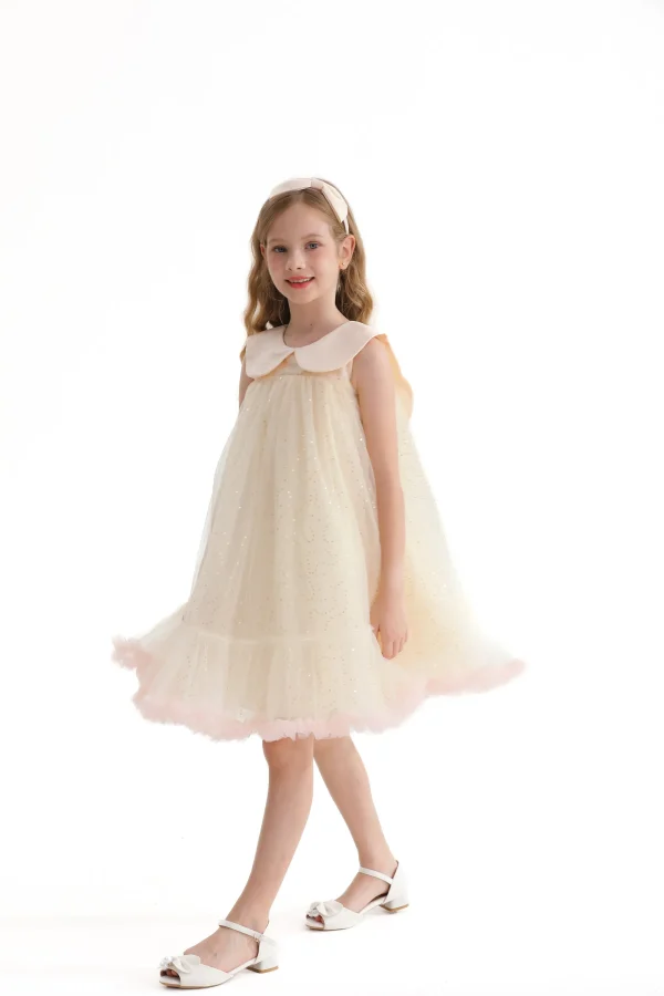 Champagne Caledonia Pleated Dress