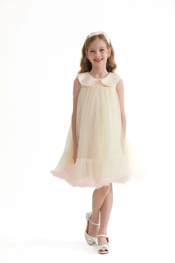 Champagne Caledonia Pleated Dress