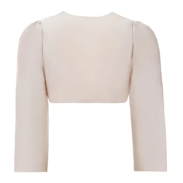 Champagne Cropped Satin Cardigan