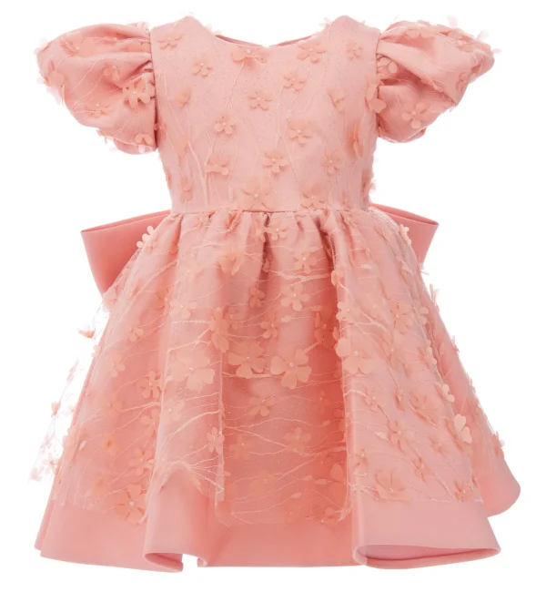 Coral Moneta Floral Bow Dress