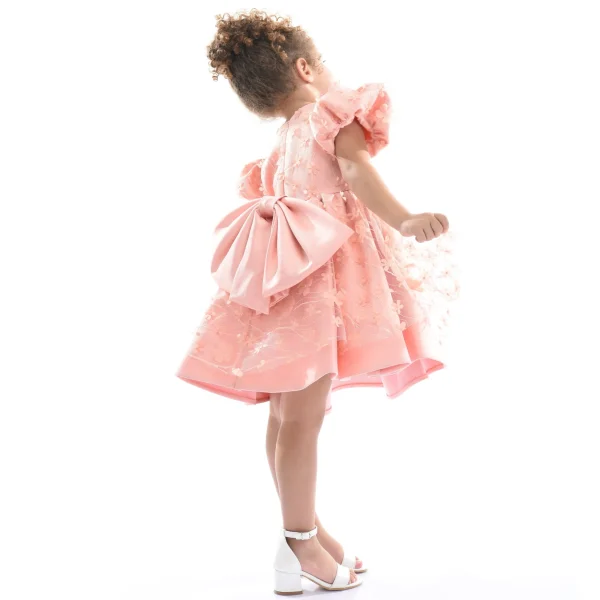 Coral Moneta Floral Bow Dress