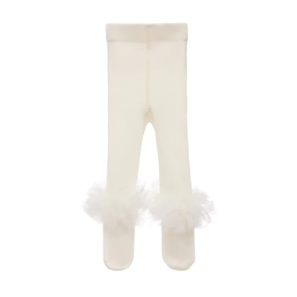 Cream Ankle Ruffle Tights