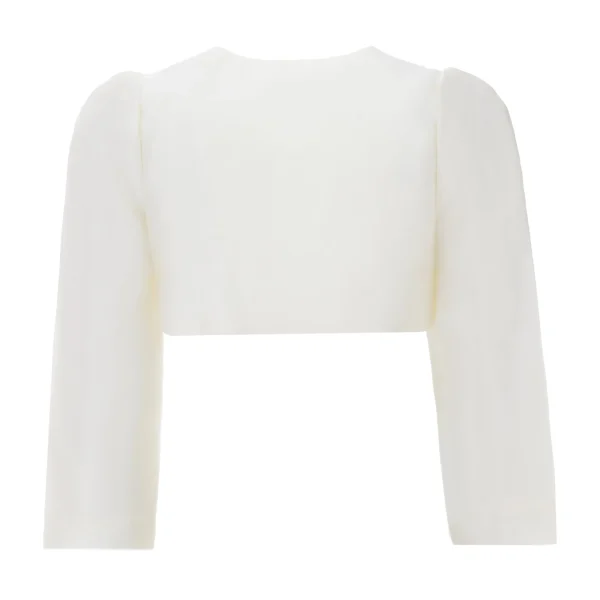 Cream Cropped Satin Cardigan
