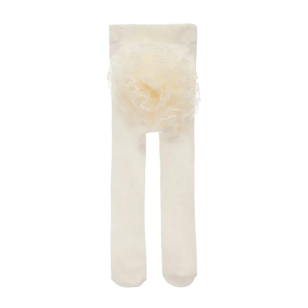 Cream Ruffle Pom Tail Tights