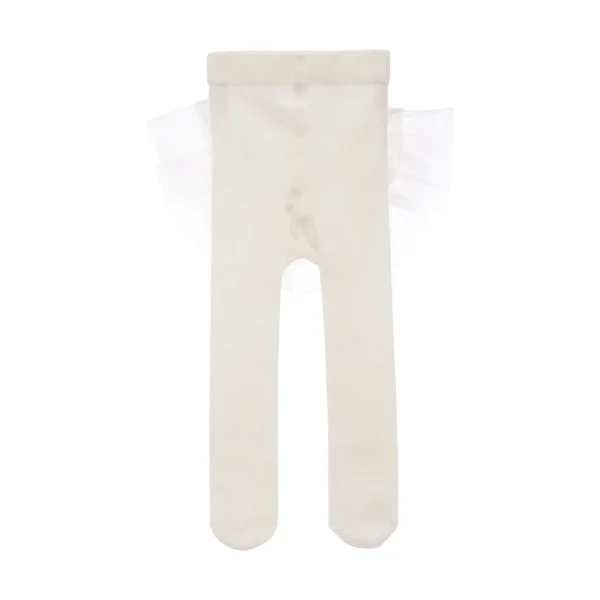Cream Tulle Ruffle Tights