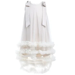 Cream Violeta Sleeveless Ruffle Overlay Dress