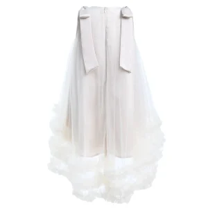 Cream Violeta Sleeveless Ruffle Overlay Dress