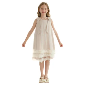 Cream Violeta Sleeveless Ruffle Overlay Dress
