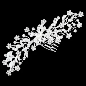 Crystal Rhinestone Botanical Hair Comb