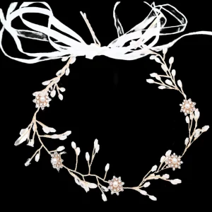 Crystal Rose Gold Ribbon Hair Vine