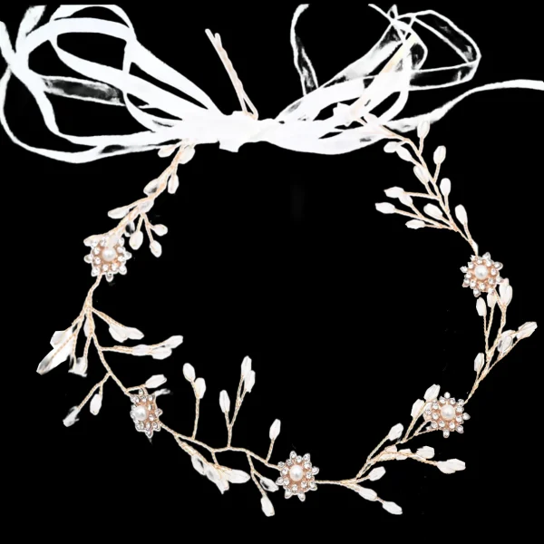 Crystal Rose Gold Ribbon Hair Vine
