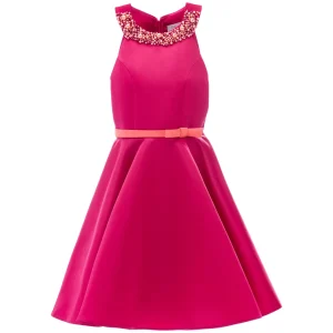 Fuchsia Cardona Pearl Halter Dress