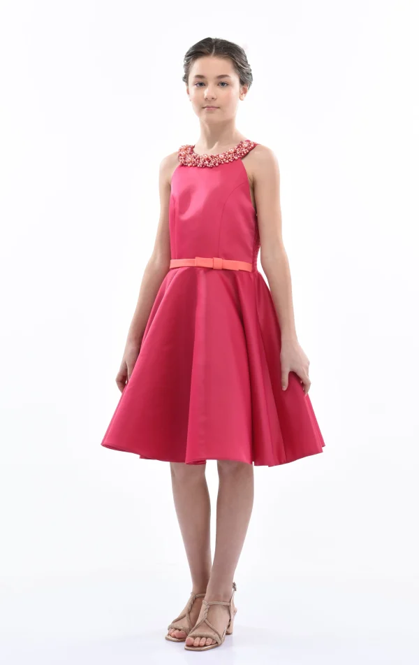 Fuchsia Cardona Pearl Halter Dress