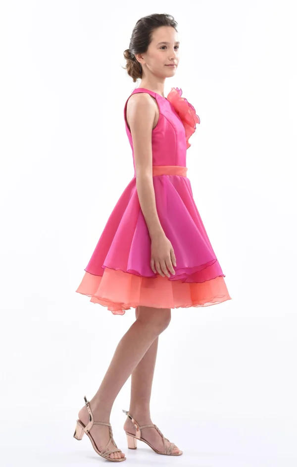 Fuchsia Estancia Halter Organza Dress