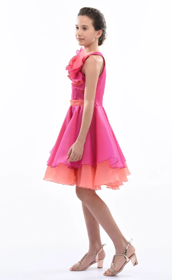 Fuchsia Estancia Halter Organza Dress