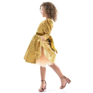 Gold Merribrook Sequin Bow Dress