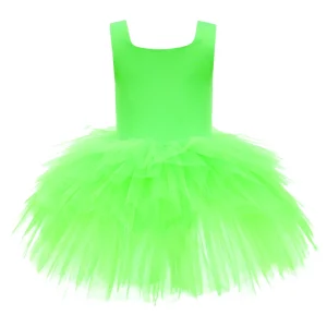 Green Neon Solid Tutu Dress