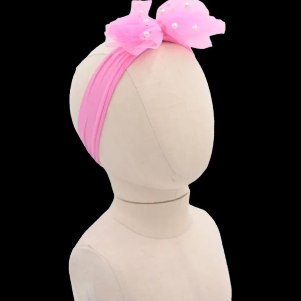 Hot Pink Tulle Pearl Ribbon Headband
