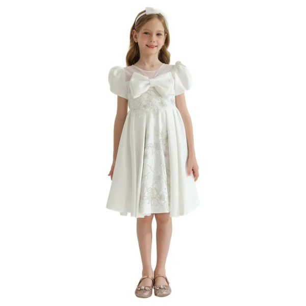 Ivory Leona Floral Teacup Bow Dress