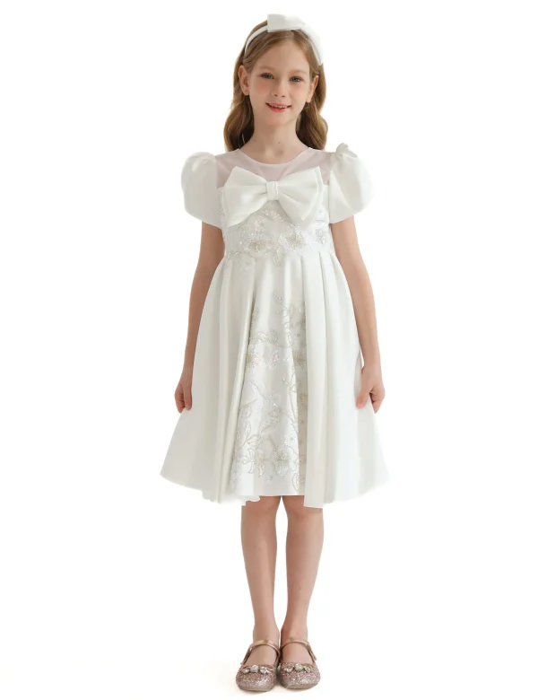 Ivory Leona Floral Teacup Bow Dress
