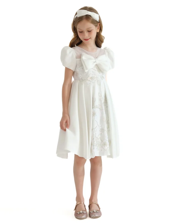 Ivory Leona Floral Teacup Bow Dress