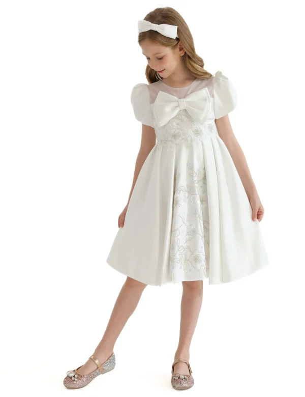 Ivory Leona Floral Teacup Bow Dress