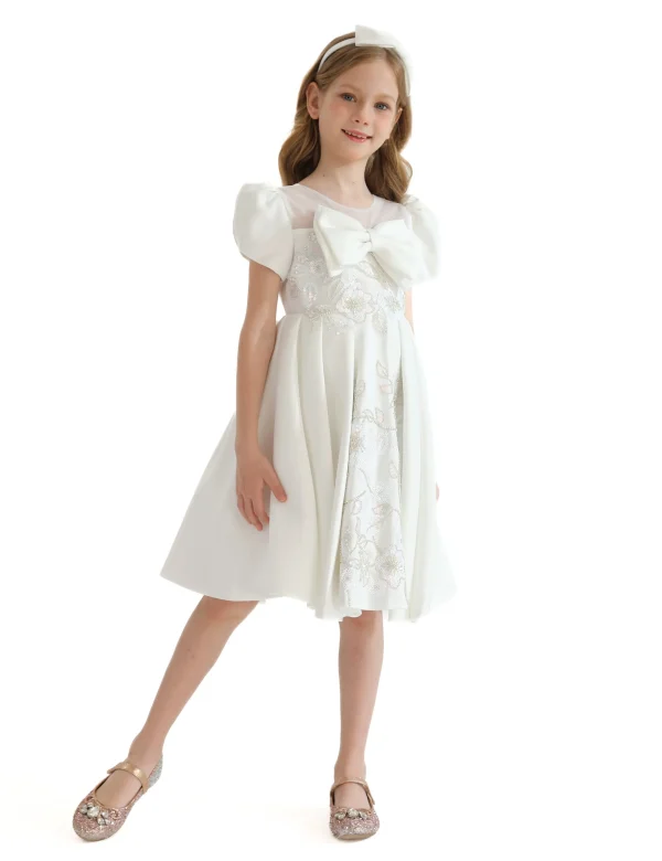 Ivory Leona Floral Teacup Bow Dress