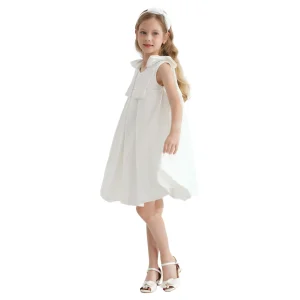 Ivory Palermo Satin Bow Pleated Dress