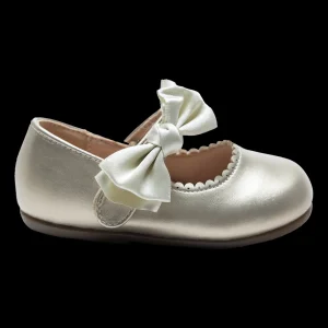 Ivory Satin Elodie Bow Flats