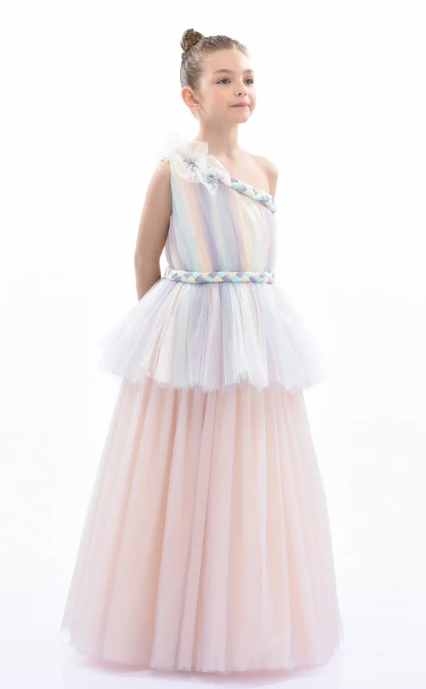 Multicolor Apollo Iridescent Tulle Gown
