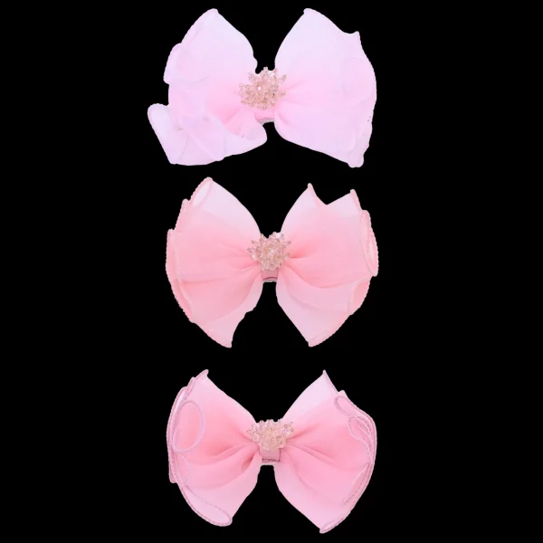 Multicolor Crystal Flower Bow Hairclip Set