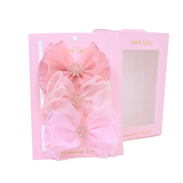 Multicolor Crystal Flower Bow Hairclip Set