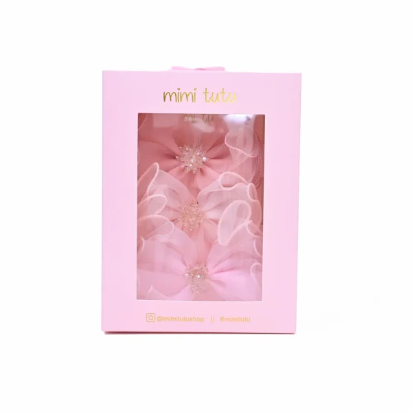 Multicolor Crystal Flower Bow Hairclip Set