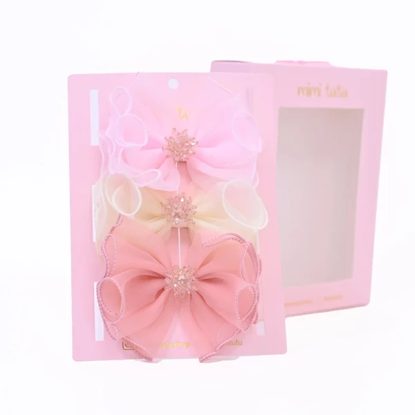 Multicolor Crystal Flower Bow Hairclip Set