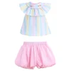 Multicolor Rainbow Striped Ruffle Outfit