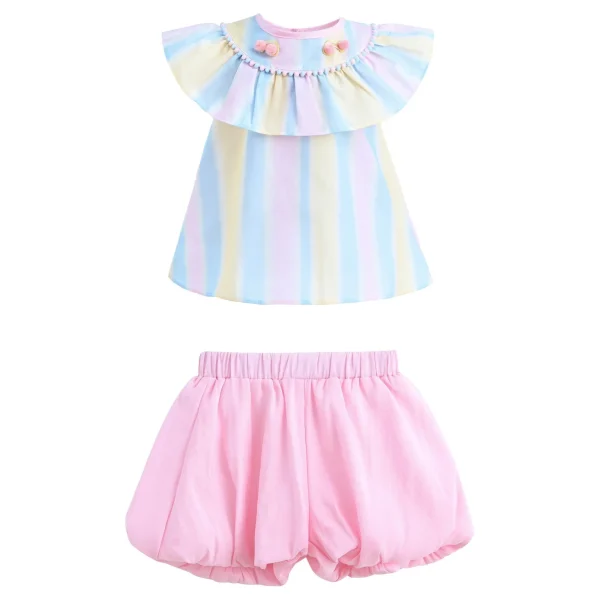 Multicolor Rainbow Striped Ruffle Outfit