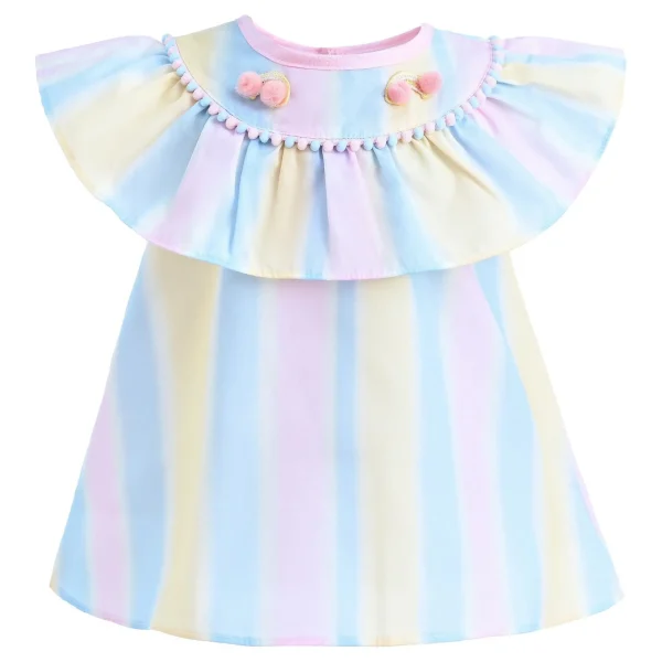 Multicolor Rainbow Striped Ruffle Outfit