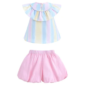 Multicolor Rainbow Striped Ruffle Outfit