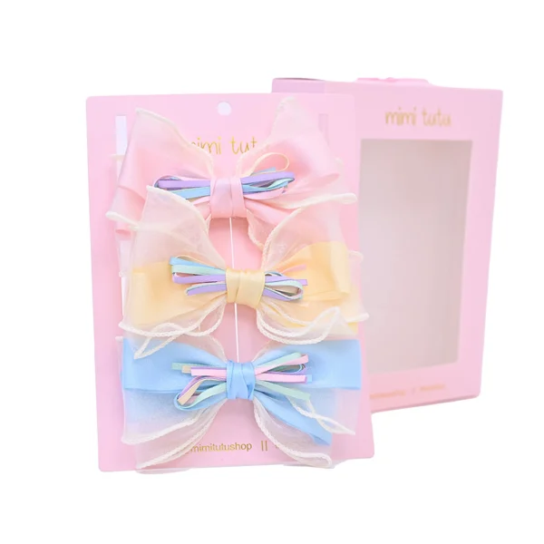 Multicolor Ribbon Bow Hairclip Set