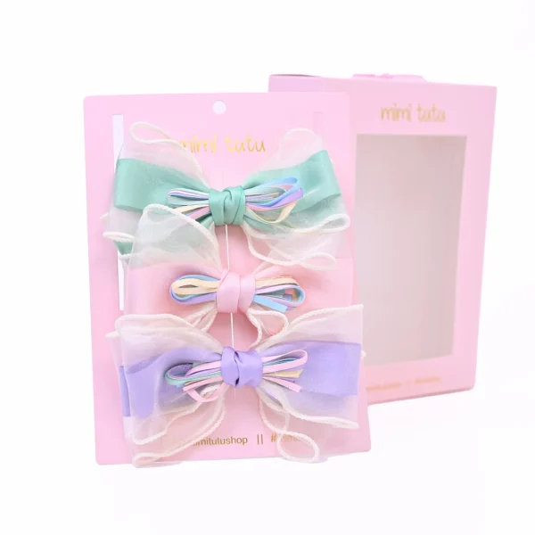 Multicolor Ribbon Bow Hairclip Set