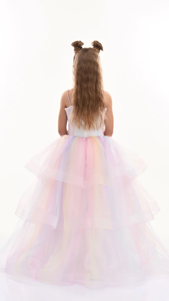 Multicolor Woven Tulle Gown