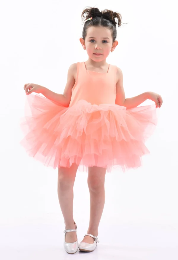 Orange Coral Solid Tutu Dress