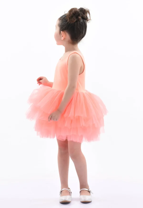 Orange Coral Solid Tutu Dress