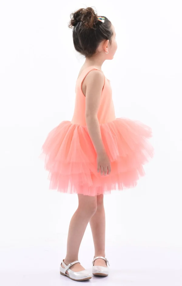 Orange Coral Solid Tutu Dress