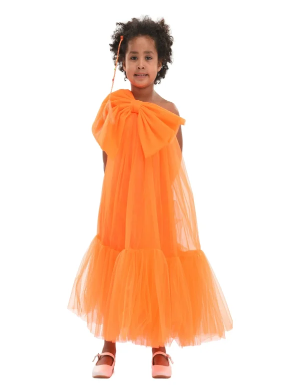 Orange Maggi Neon Bow Tulle Dress