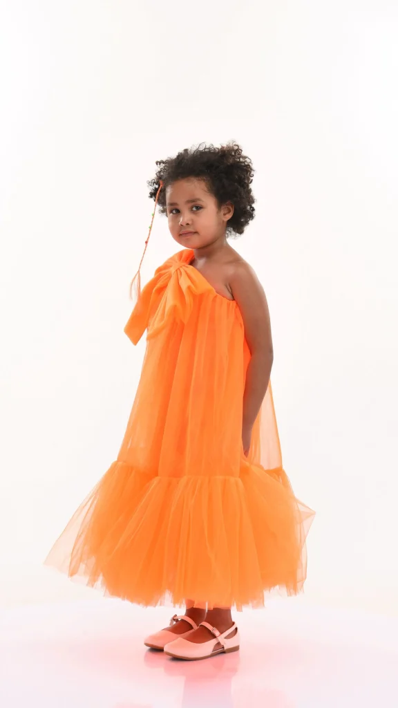Orange Maggi Neon Bow Tulle Dress