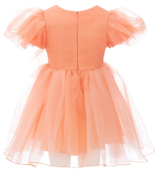 Peach Bow Organza Dress