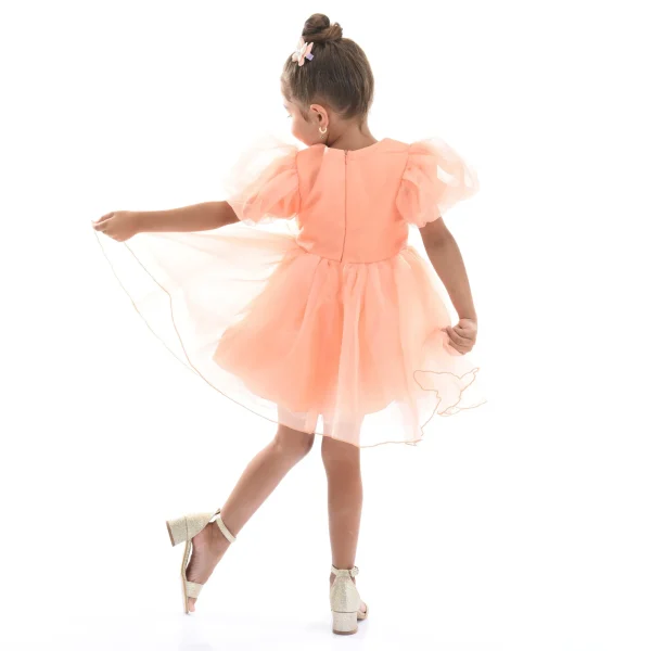 Peach Bow Organza Dress