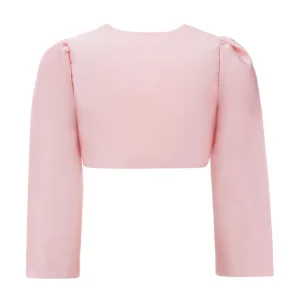 Peach Cropped Satin Cardigan