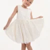 Pearl White Ainsley Sequin Bow Dress